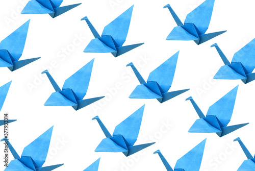 Blue origami bird background