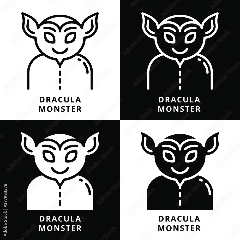 Dracula Monster Halloween Icon Line Style. Vampire Scary Vector Logo Illustration. Ghost Halloween Horror Symbol Icon Glyph
