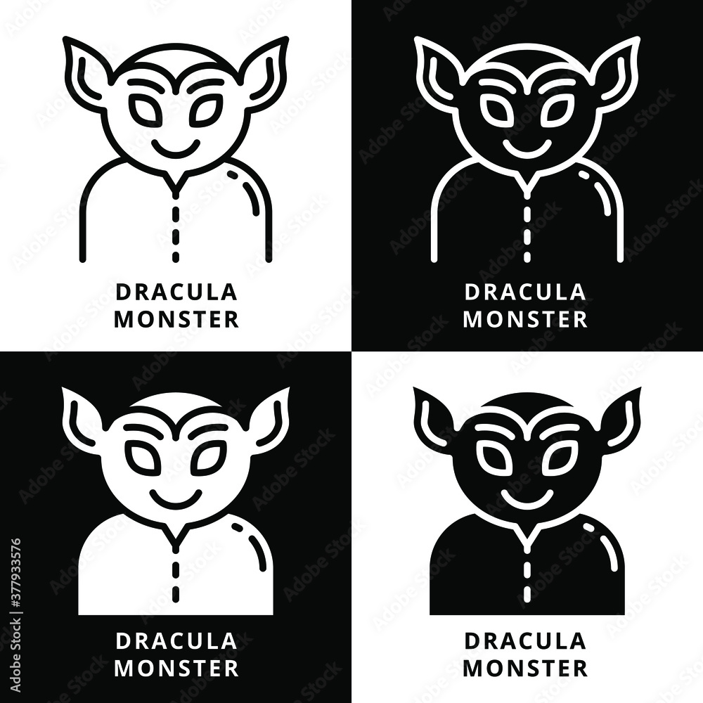 Dracula Monster Halloween Icon Line Style. Vampire Scary Vector Logo ...