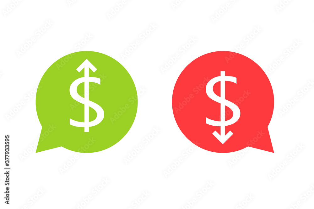 Dollar up and down icon. Clipart image isolated on white background. Dollar up and down icon. Clipart image isolated on white background.