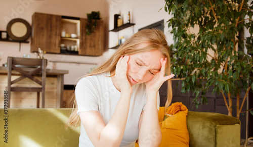 Slika na platnu Stressed young woman feel pain having terrible strong headache, tired upset female