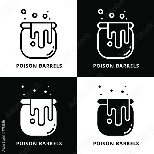 Poison Barrel Halloween Icon Line Style. Poison Liquid Vector Character. Elixir Oil Container Cartoon Symbol Icon Glyph
