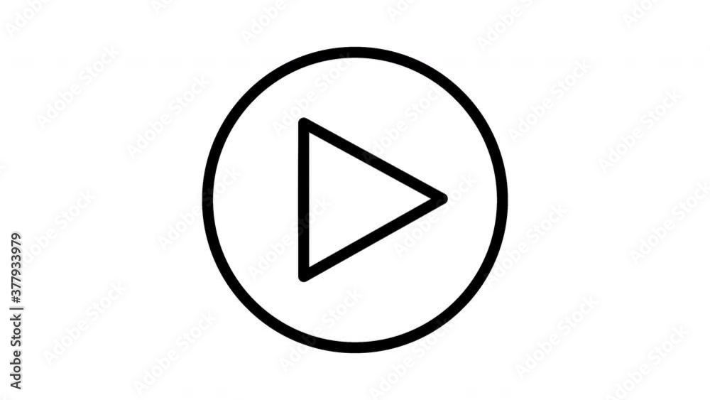 Play button icon animation, self drawing outline isolated on black and white backgrounds Play button icon animation, self drawing outline isolated on black and white backgrounds