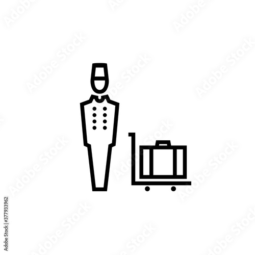 Bellhop line icon. Clipart image isolated on white background