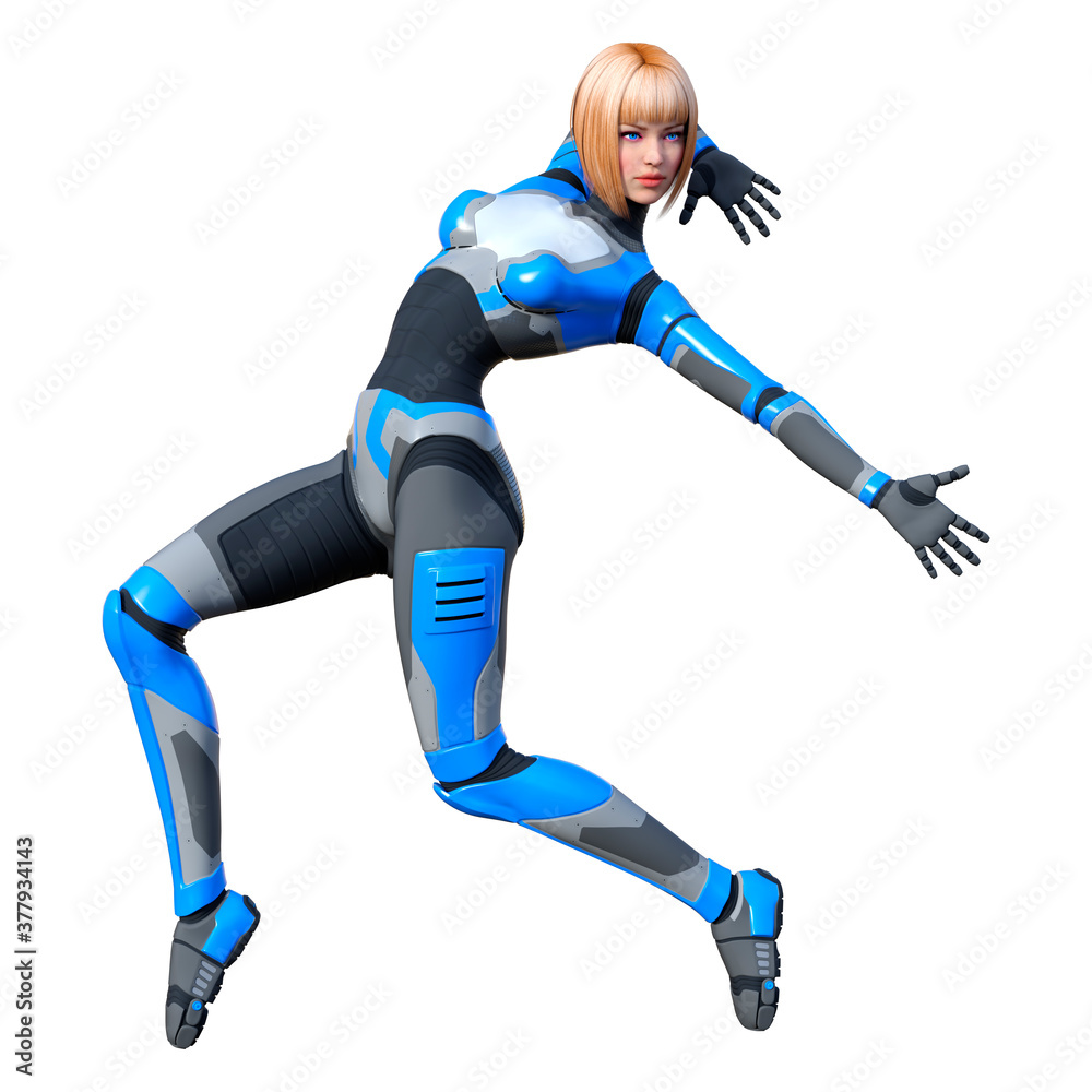 3D Rendering Female Robot on White 3D Rendering Female Robot on White