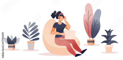 People working at home office, Flat style cartoon faceless character. Lifestyle, self isolation, freelance, pandemic concept. Minimal vector illustration set.
