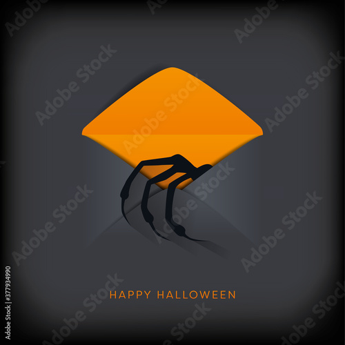 Halloween party vector invitation with monster hand reaching out of envelope. Symbol of holiday, horror.