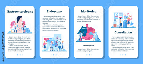 Gastroenterology doctor mobile application banner set. Idea