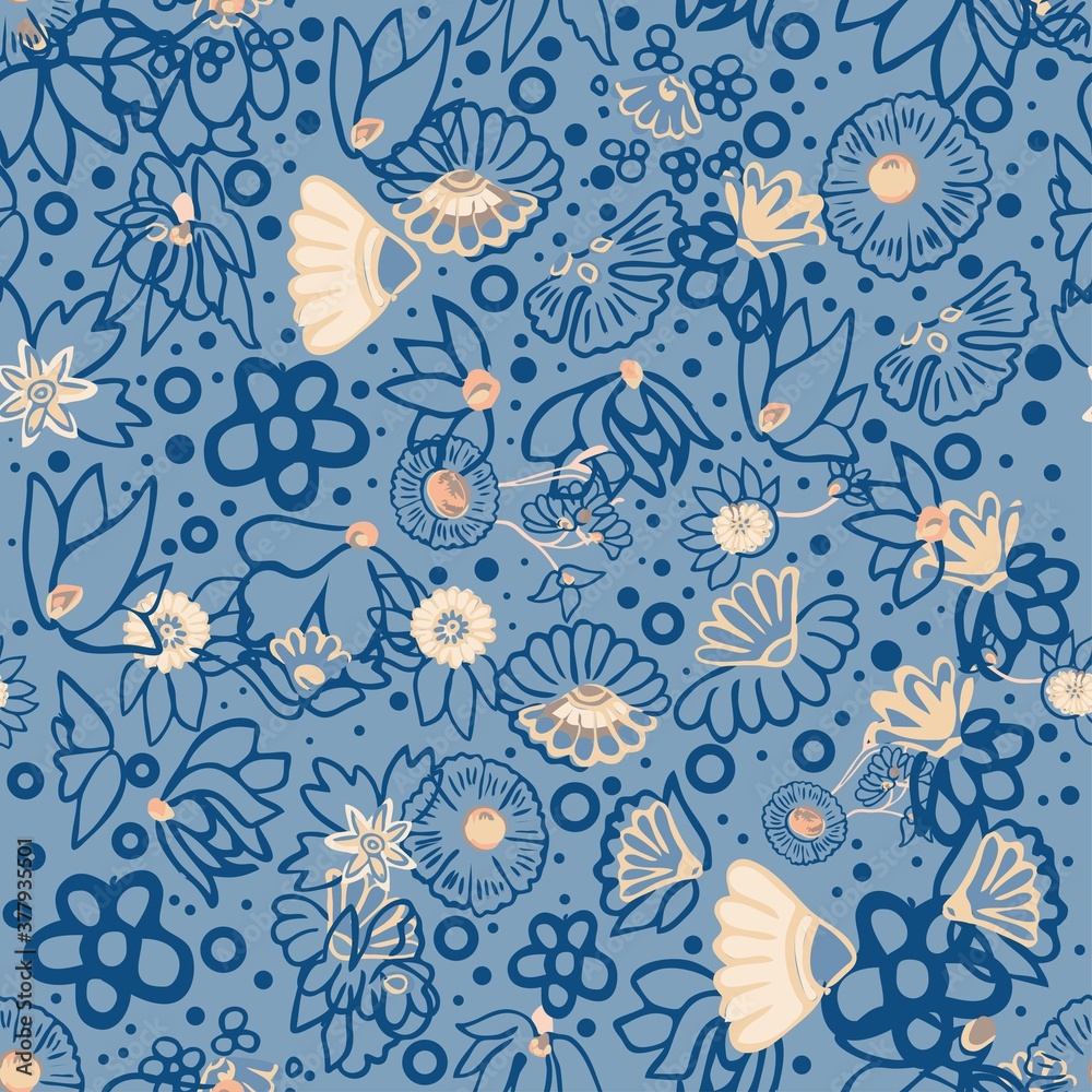 Cute pattern in a small flower. Little colorful flowers. Colorful and bright summer silhouette. Abstract seamless pattern with leaves and flowers. Background with floral vector for modern style. Cute pattern in a small flower. Little colorful flowers. Colorful and bright summer silhouette. Abstract seamless pattern with leaves and flowers. Background with floral vector for modern style.