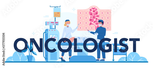 Professional oncologist typographic header. Cancer disease diagnostic