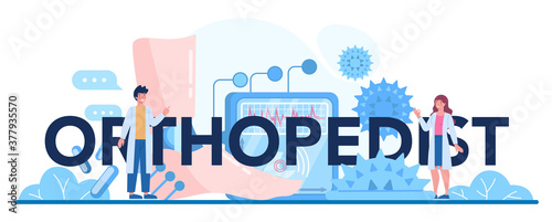 Orthopedist doctor typographic header. Idea of joint and bone