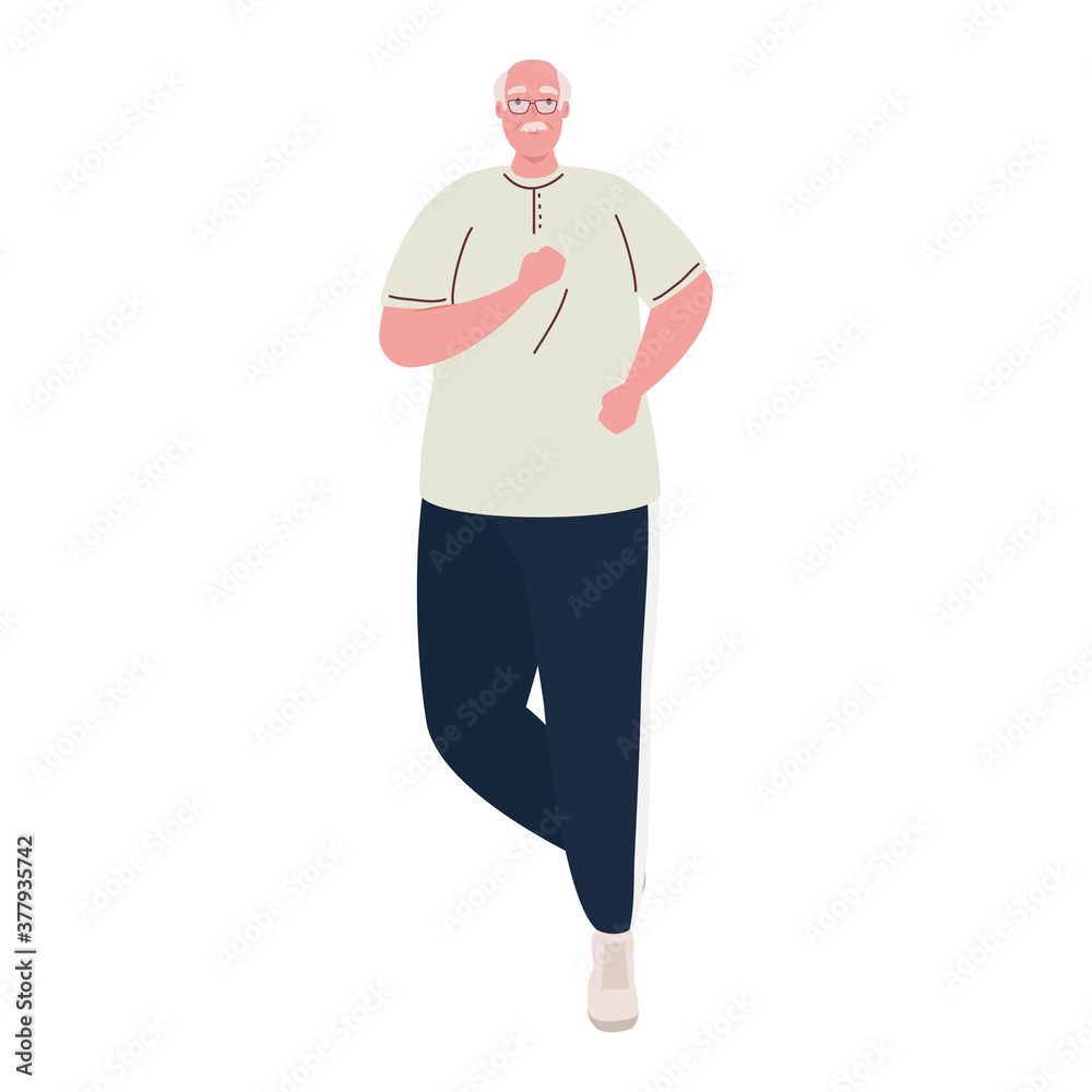 old man running, sport recreation concept vector illustration design