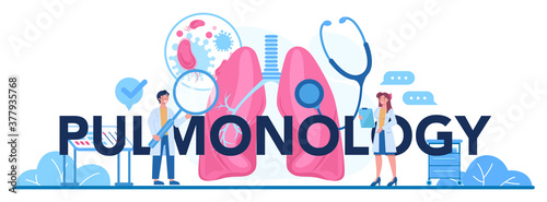 Pulmonology typographic header. Idea of health and medical photo