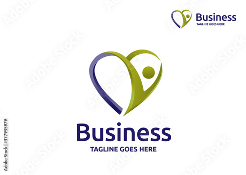 love care people logo vector, human heart vector concept