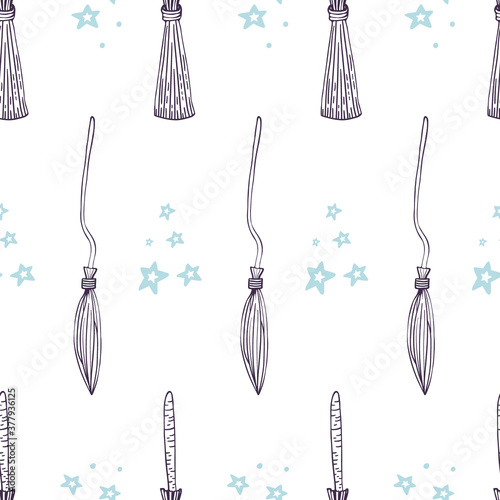 Halloween Magic Broom Pattern Outline-02
