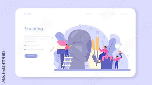 Art school education web banner or landing page. Student
