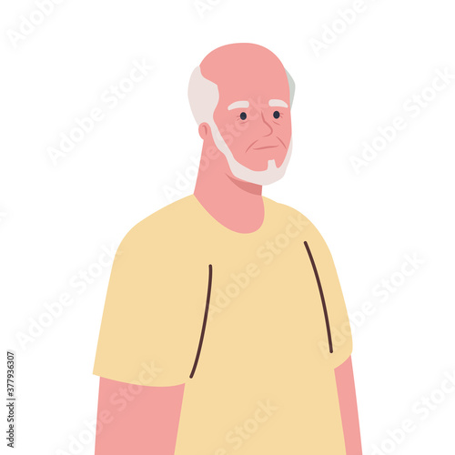 old man with beard, on white background vector illustration design