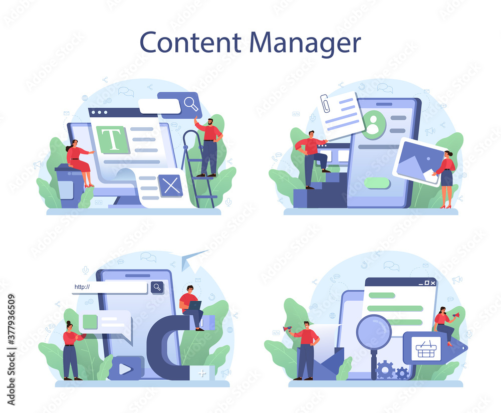 © inspiring.team - Content management concept set. Idea of digital strategy and content © inspiring.team - Content management concept set. Idea of digital strategy and content
