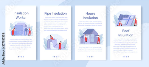 Insulation mobile application banner set. Thermal or acoustic insulation