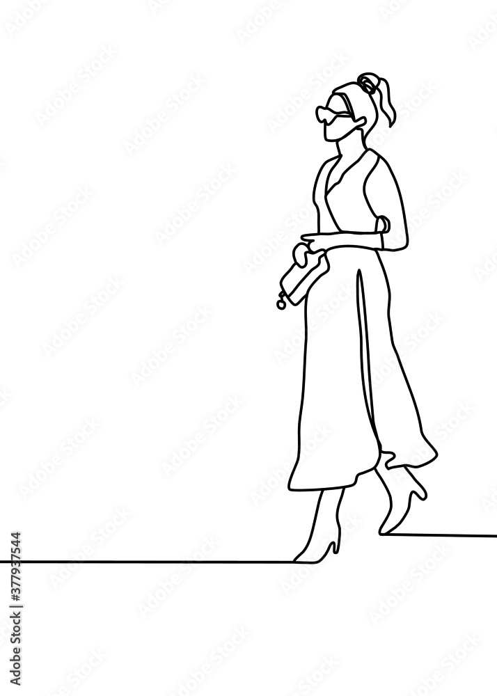 Drawings line, young modeling poses Drawings line, young modeling poses
