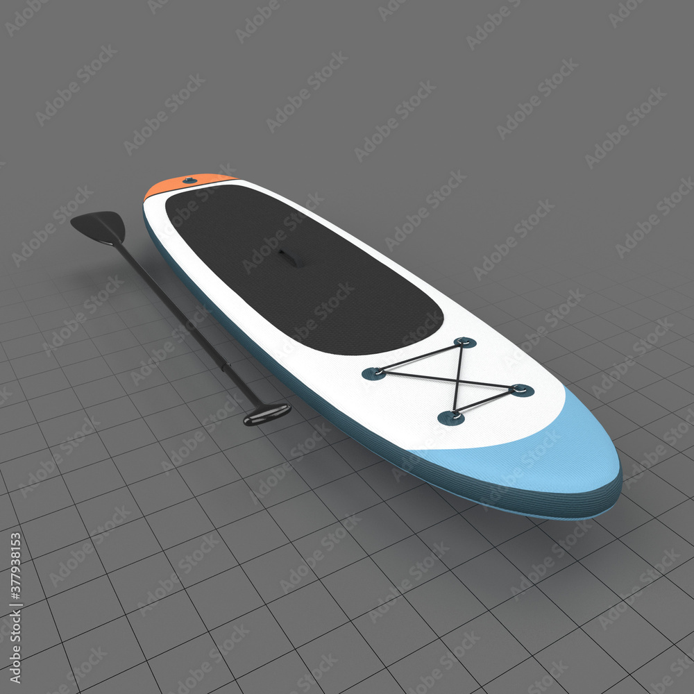 Standup paddleboard with paddle Stock 3D asset | Adobe Stock