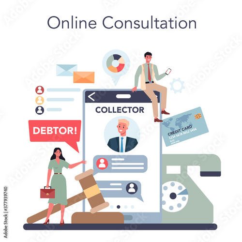 Debt collector online service or platform. Pursuing payment