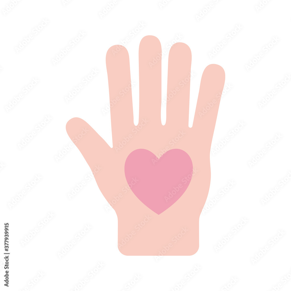 Heart on hand flat style icon vector design Heart on hand flat style icon vector design