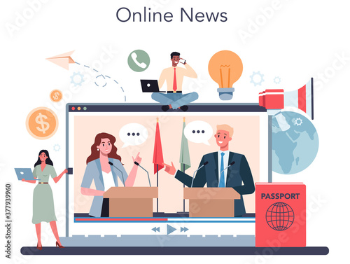 Diplomat online service or platform. Idea of international relations