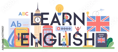 Obraz Learn english class typographic header. Study foreign languages in school