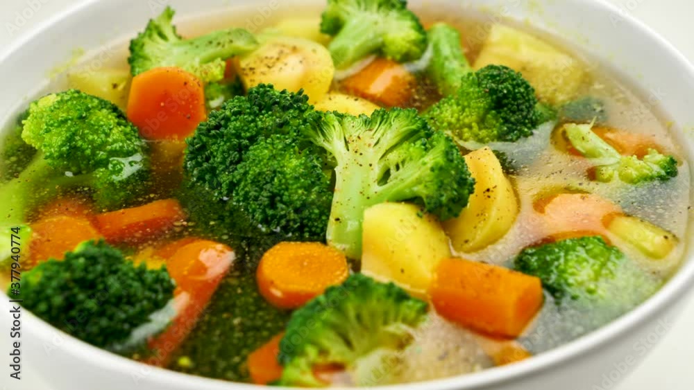 vegetable soup- carrot, broccoli and potato with broth vegetable soup- carrot, broccoli and potato with broth