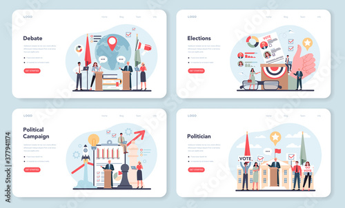 Photo Politician web banner or landing page set