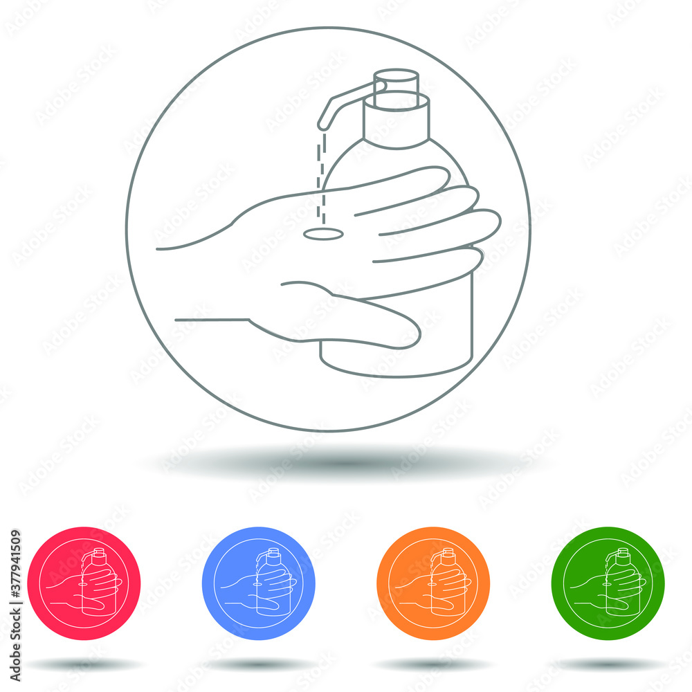 Hand disinfection with a gel sign vector with isolated background