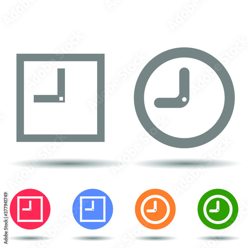Rectangle and round clock icon vector logo isolated on background
