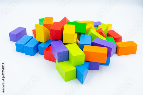 Untidy variety colorful blocks with white background