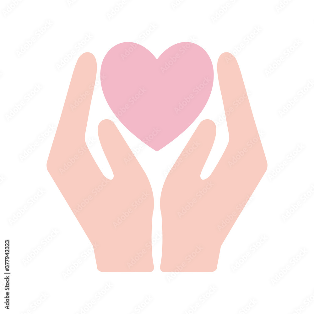 Heart between hands flat style icon vector design Heart between hands flat style icon vector design