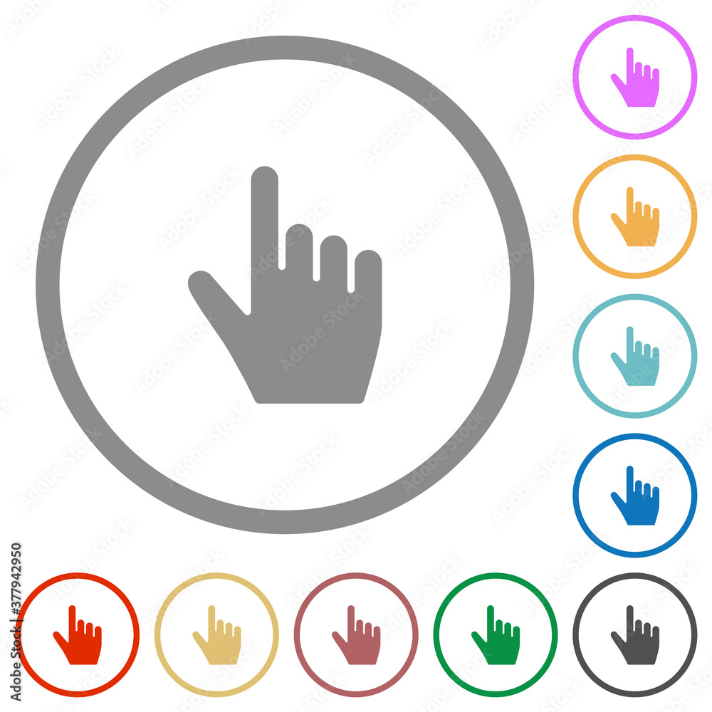 right handed pointing gesture flat icons with outlines right handed pointing gesture flat icons with outlines