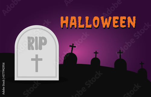 Halloween grave at cemetery vector design