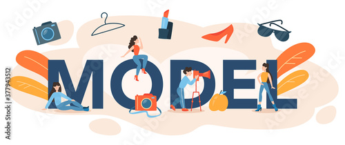 Fashion model typographic header. Man and woman represent