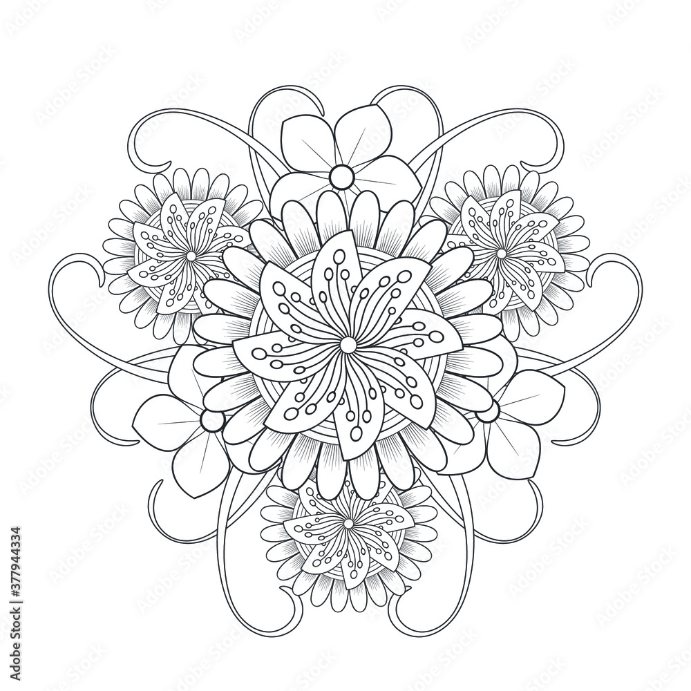 beautiful floral flower in line style for art projects. It is also useful for social media post, printing need, pillow, pattern ideas and so on 
