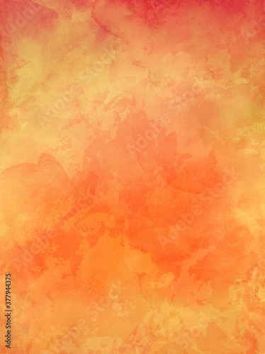 old orange paper background with watercolor stains and vintage texture in ele...