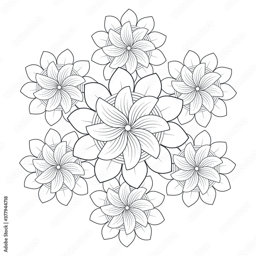 Obraz premium beautiful floral flower in line style for art projects. It is also useful for social media post, printing need, pillow, pattern ideas and so on