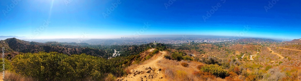 Panorama of Los Angeles on top of Griffith Park