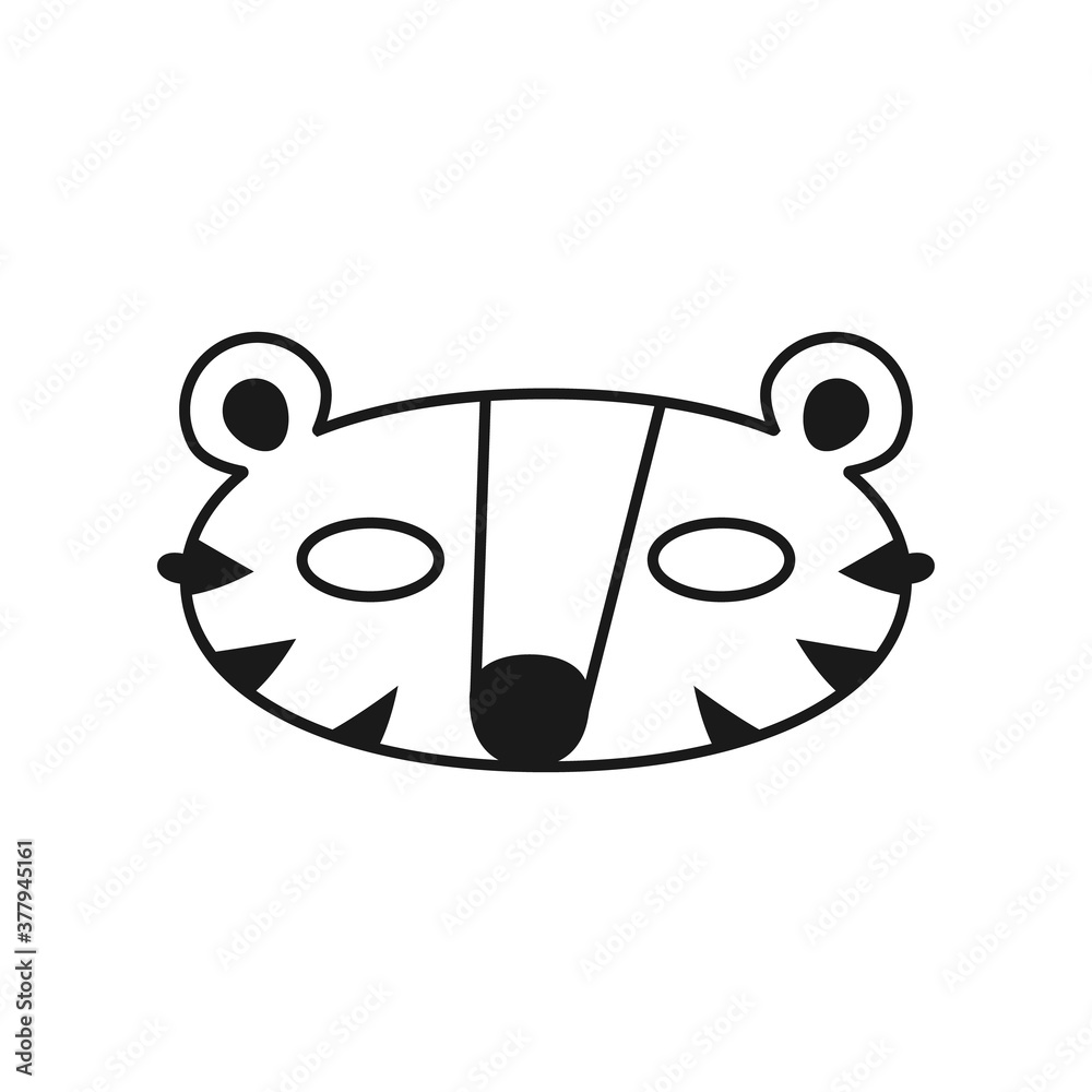 Tiger simple mask outline icon. Clipart image isolated on white background. Tiger simple mask outline icon. Clipart image isolated on white background.