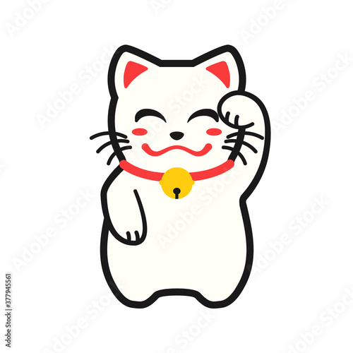 Maneki cat icon. Clipart image isolated on white background.