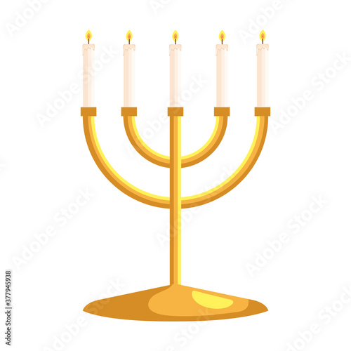 candles in candlesticks, on white background vector illustration design