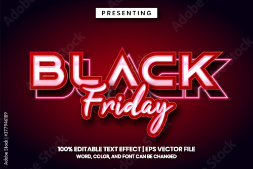 Black friday sale text effect with neon style