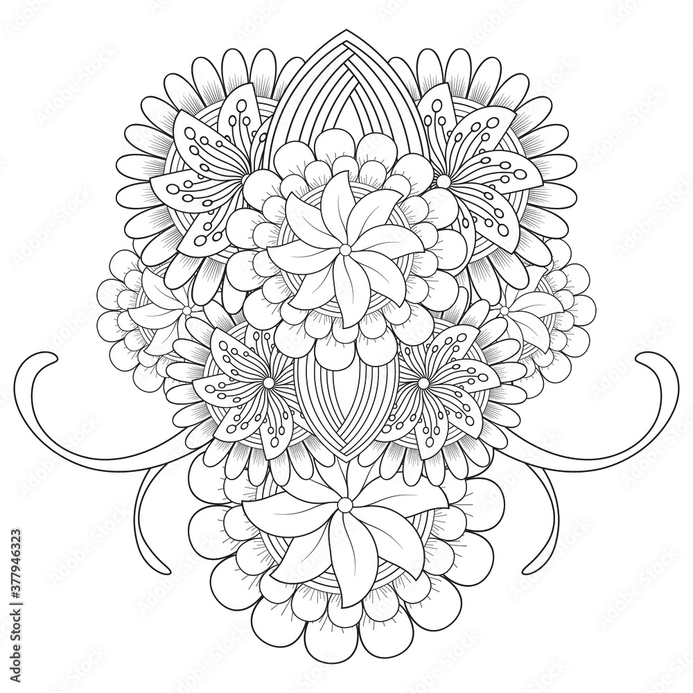 beautiful floral flower in line style for art projects. It is also useful for social media post, printing need, pillow, pattern ideas and so on 
