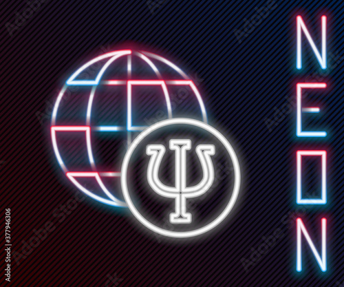Glowing neon line Psychology icon isolated on black background. Psi symbol. Mental health concept, psychoanalysis analysis and psychotherapy. Colorful outline concept. Vector.
