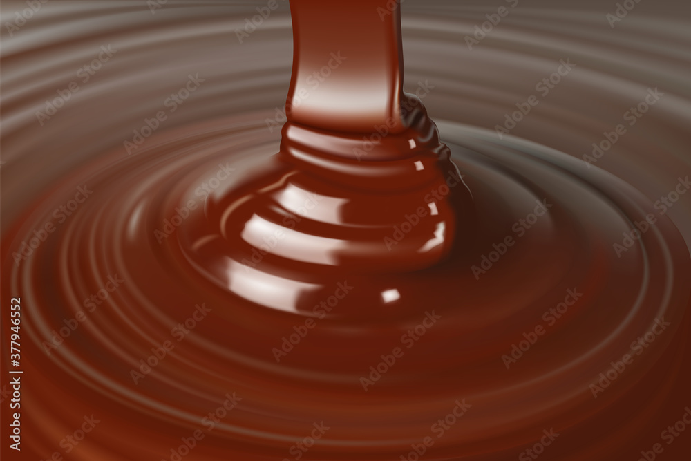 Melted chocolate dripping close-up Melted chocolate dripping close-up