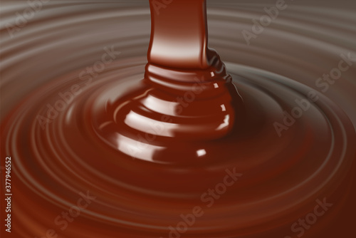 Melted chocolate dripping close-up